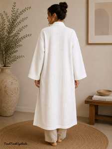 <b>White</b> Knitted V-neck Women's Open Front Long Shrug Duster Eco-Friendly Breathable Lightweight Lounge Party Wear B2B Wholesale S - Product Image 2