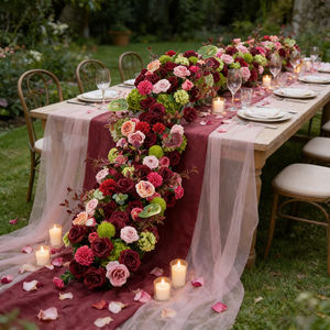 Camino de Mesa con Rosas Grandes de Seda Artificial para Decoración de Eventos, Bodas y Decoraciones de Mesa - Product Image 1