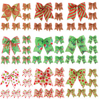 Ornement de Noël en tissu imprimé avec nœud, nœud à suspendre pour sapin de Noël, guirlande, accessoires décoratifs en ruban à faire soi-même
