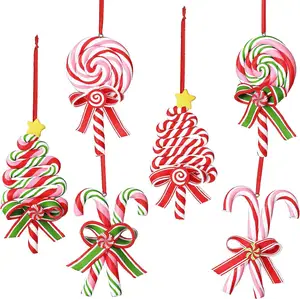 Fake Candy Canes Crafts 6 Pieces Christmas Candy Ornaments Lollipop Ornament Candy Cane Hanging Decor