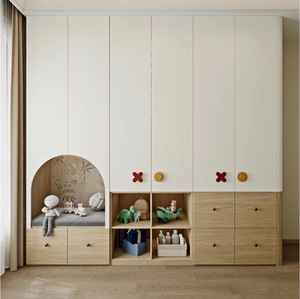 <span class=keywords><strong>Armadio</strong></span> Moderno per Bambini in Legno <span class=keywords><strong>con</strong></span> Ripiani e Asta Appendiabiti, Mobile Contenitore per Camera da Letto dei Bambini - Product Image 1