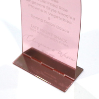 Carte de menu en acrylique miroir or rose de style simple et moderne avec base bricolage artisanat acrylique fête mariage carte de détail
