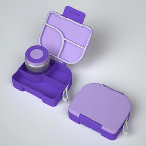 Fiambrera portátil de acero inoxidable y plástico de grado alimenticio para estudiantes, diseño de cuenco cuadrado transfronterizo embalado en cartón - Product Image 2