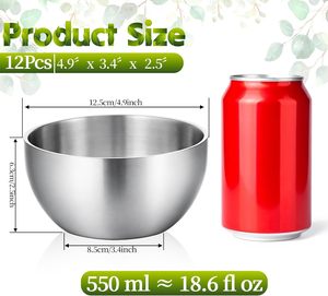 Mangkuk Es Krim Dinding Ganda Stainless Steel SS304 11oz, Mangkuk Sup Nasi Terisolasi untuk Restoran dan Berkemah - Product Image 2
