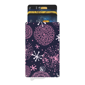Porte-cartes fin en aluminium, étui à motif floral bleu, porte-cartes anti-RFID, porte-cartes sans fermeture - Product Image 1