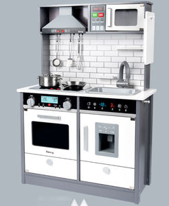 Juego de cocina de combinación de sonido y luz de madera, juguete de juego de simulación para niños, comida y cocina, juego de simulación - Product Image 6