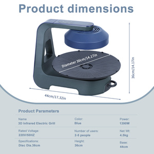 Plaque de cuisson <span class=keywords><strong>électrique</strong></span> infrarouge OEM transfrontalière à succès, machine à <span class=keywords><strong>barbecue</strong></span> domestique 1390W avec tube chauffant en fibre de carbone 110V - Product Image 6