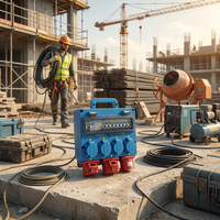 Boîte de distribution murale portable IP44 avec disjoncteur, boîte électrique temporaire pour chantier