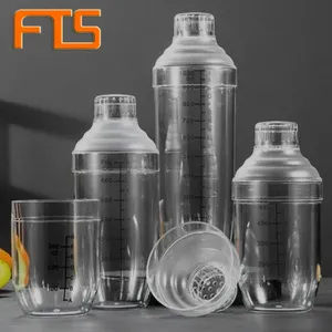 FTS कॉकटेल कप प्लास्टिक लोगो कस्टम थोक एक्रिलिक पेय कप बुलबुला चाय बार प्रकार के बरतन