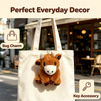 Porte-clés en peluche Vache des Highlands, Adorable breloque de sac en peluche, Pendentif créatif pour sacs, sacs à main, sacs à dos et clés