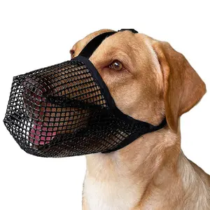 Fast Shipping Wholesale Manufacturer Black Gray Basket Mesh Durable Eco Safe Pet Dog Muzzle for XL Large Dogs with Leashes