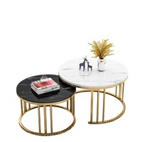 Ensemble de tables basses d'appoint rondes et durables en métal, style nordique moderne et minimaliste pour salon
