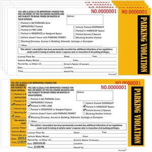 Talonario de infracciones de estacionamiento de plástico amarillo de 2 partes sin papel carbón para productos de advertencia de tráfico en estacionamientos - Product Image 1