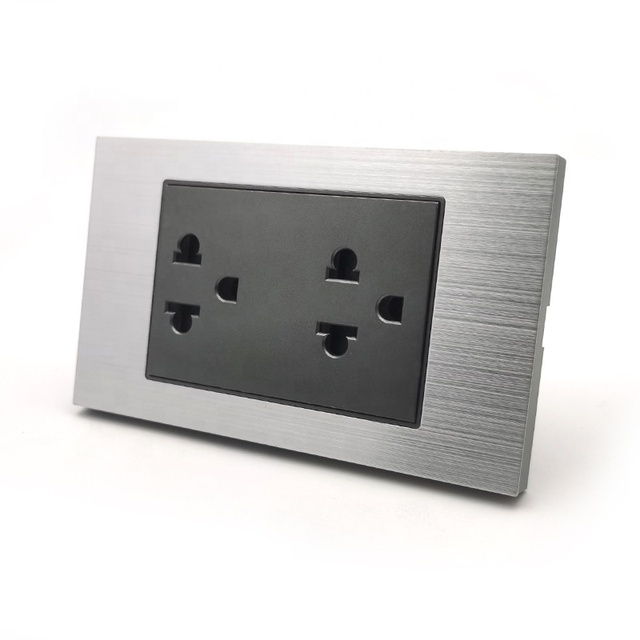 ZSUN Factory Aluminium Series 16A US Double 3pin Thailand Lamp Wall Socket