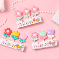 3 bougies d'anniversaire en forme de fleur, bougies d'anniversaire pour la fête d'anniversaire, fournitures d'ornements, décoration de gâteau