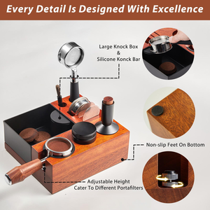 Support de Tamper en Bois Double Paroi à Ressort, Organisateur d'Outils de Barista, Station de Compactage, Boîte à Expresso - Product Image 3