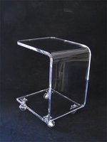 Table basse en acrylique transparente de luxe moderne sur mesure pour salon, avec roulettes, en carton, pour grossistes