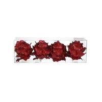Boule de Noël en forme de feuille rouge scintillante SOTE, décoration artisanale pour arbre de Noël, décoration suspendue pour fête de Noël