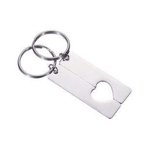 Porte-clés en métal vierge personnalisable en acier inoxydable poli miroir, avec gravure cœur mignon, pour couple, souvenir de diplôme, cadeau pour ami(e) - Product Image 4