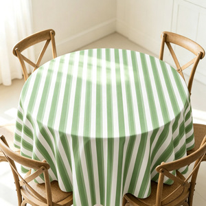 Nappe Ronde Intelligente Jiada 50 Pouces Rayée Verte en Tissu Polyester Imperméable pour Table à Manger - Product Image 4