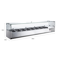 NE-1111 Comptoir de préparation de salades et sandwichs avec dessus en verre, 1,2 m, équipement de cuisine, refroidissement par air, avec bacs GN