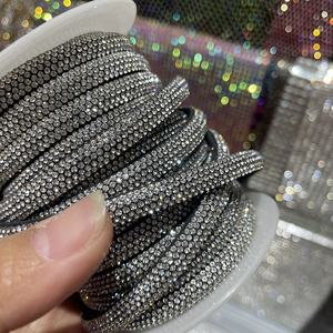 Özelleştirilmiş elmas halat 6mm 4-row/5-row kristal pamuk çekirdek boru halat kadın ayakkabı konu - Product Image 1