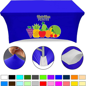 Housse <span class=keywords><strong>de</strong></span> table ajustée extensible 100 % polyester imperméable, imprimée sur mesure avec logo, texte et photo personnalisés pour la publicité en salon professionnel - Product Image 2