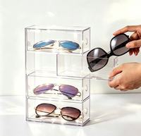 Boîte de rangement multi-tiroirs transparente en PS pour lunettes, anti-poussière, organisateur de bureau pour lunettes de soleil et de lecture, bac de commode – Choix Populaire