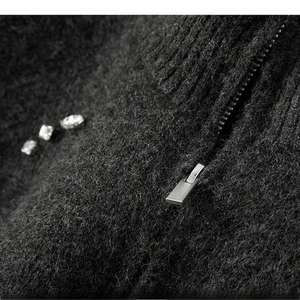 Suéter de <span class=keywords><strong>Mujer</strong></span> de Punto de Lana con <span class=keywords><strong>Cuello</strong></span> <span class=keywords><strong>Alto</strong></span>, Color <span class=keywords><strong>Gris</strong></span> <span class=keywords><strong>Oscuro</strong></span>, de Alta Gama, Exquisito para el Invierno de 2025 - Product Image 6