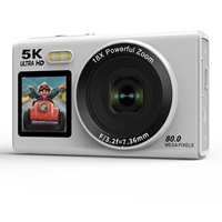Cámara de Bolsillo 5K S150PRO 80MP con Zoom 18X, Pantalla IPS+Sub de 2.8'', Enfoque Automático, WiFi, Filtros de Belleza, Flash, Transmisión y Grabación
