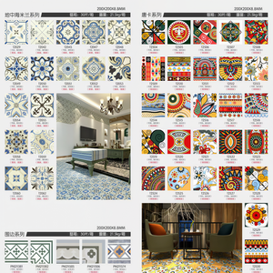 Carreaux <span class=keywords><strong>de</strong></span> <span class=keywords><strong>zellige</strong></span> marocains 200x200mm, motif géométrique feuille verte fleur rouge, carreaux <span class=keywords><strong>de</strong></span> <span class=keywords><strong>sol</strong></span> en céramique pour intérieur, extérieur, cuisine, <span class=keywords><strong>salle</strong></span> <span class=keywords><strong>de</strong></span> <span class=keywords><strong>bain</strong></span> - Product Image 5