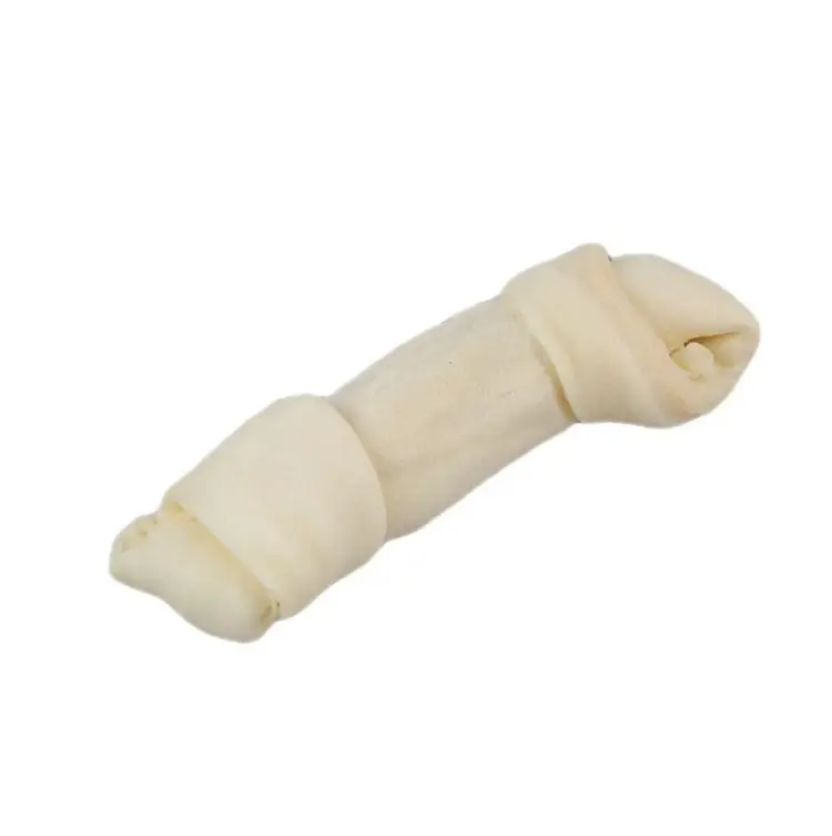 2021 Gesunde natürliche Tiernahrung Hunde kau spielzeug White Wrap Knotted Rawhide Dog Bones