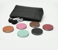 Miroir de maquillage compact de voyage personnalisé, éclairé, grossissant 2x, double, vierge, gravable au laser, en similicuir, format poche