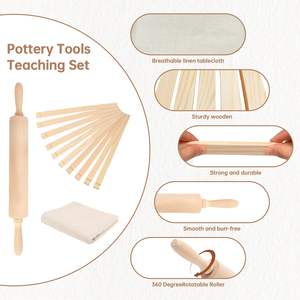 10 pièces poterie enseignement roulement boue bâton Guide outils 1 pièces poterie outils argile roulant Pinwith lin nappe - Product Image 4
