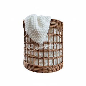 Panier de rangement élégant en osier et rotin Grande salle de bain Panier à linge sale Stockage de vêtements Panier de rangement divers - Product Image 1