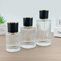 Flacon de parfum de luxe vide en verre 30ml 50ml 100ml avec bouchon à vis côtelé, motif transparent dégradé