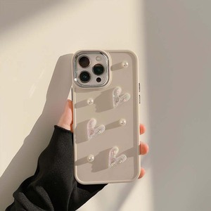 Personalizza la custodia per cellulare in TPU con cerchio per fotocamera elettrolitico con <span class=keywords><strong>cuore</strong></span> amorevole con perline bianche cremose per <span class=keywords><strong>Iphone</strong></span> 7 8 Plus X Xr Xs Max - Product Image 5