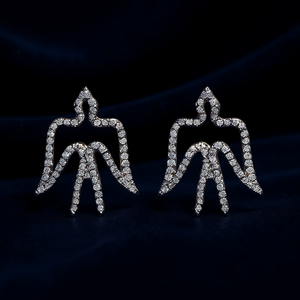 Orecchini con Diamanti Bianchi Champagne, Gioielli Minimalisti in Oro Bianco con Taglio Brillante Rotondo per Uso Quotidiano, Diamanti Naturali - Product Image 2