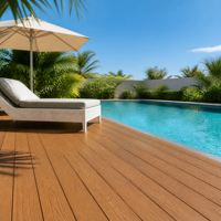 Ubin Lantai WPC Sistem Interlock, Tepi Persegi, Alur Berongga, Co-Extruded, Motif Kayu, Tahan Air, Ramah Lingkungan, Anti-Selip, Untuk Taman Luar Ruangan