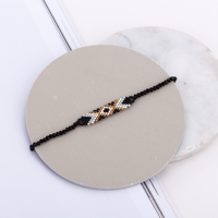 Bracelet Bohème en Perles de Riz, Tressé avec des Perles Géométriques Quadrilatères, Bijou Féminin en Corde