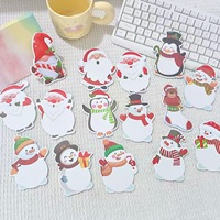 Blocs-notes autocollants de Noël découpés, motifs mignons Père Noël, bonhomme de neige, pingouin, dessins animés, cadeau de vacances, papeterie Kawaii, bloc-notes adhésif