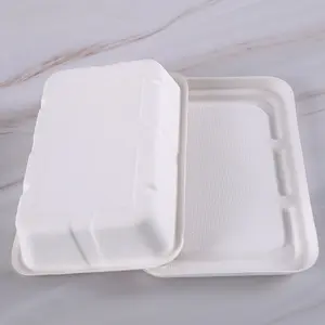 Bio Degradable Compostable Sugarcane Bagasse Microwave Safe Take Away Disposable Lunch Box Eco Friendly Food Container