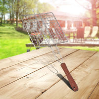 COOKBEST Outil de barbecue portable en acier inoxydable Spatule chromée pour nettoyer les bâtons de fer avec sac PP Cuisine et camping