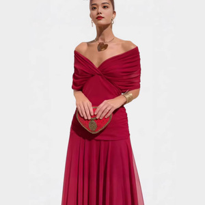 Vestido Largo Casual con Cuello Barco y Estampado de Malla de Poliéster, Estilo Europeo Americano Transfronterizo, Colección Primavera Verano 2026 - Product Image 3