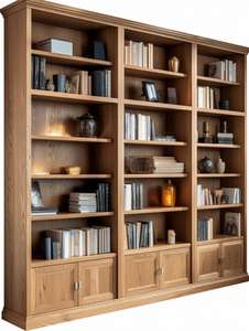 Librería de Madera Premium con Almacenamiento y Exhibición Maximizados para Oficina en Casa o Estudio con Gabinetes de Almacenamiento Cerrados - Product Image 5