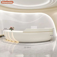 Bureau d'accueil incurvé sur mesure de grande taille, moderne, en fibre de verre, avec éclairage d'ambiance LED pour hôtel, clinique médicale, bureau d'entreprise