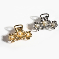 Accessoires de cheveux coréens pour filles, pince à griffes en métal doré, 6cm, pince à requin en alliage, perle mignonne personnalisable