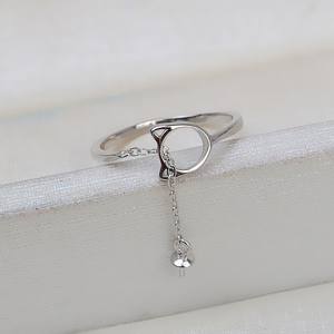 Bague ouverte en argent S925, réglable, pour 5 à 8 doigts, avec perle, accessoires de bricolage, support vide, composants de bijoux Tide 1964 - Product Image 4