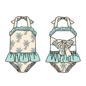 Traje de Baño de Verano para Niñas, de una Pieza, sin Mangas, con Volantes, Estilo Boutique, Estampados Personalizados, Ropa de Playa para Vacaciones - Product Image 5