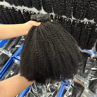 Extensions de cheveux humains naturels noirs bouclés crépus 100 % non traités pour tissage capillaire